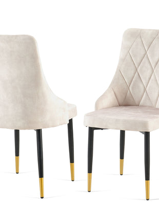 Set of 4 Beige Armless Dining Chairs-2