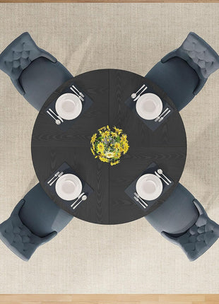 round Dining Table Wood Kitchen Table for Dining Room Living Room, 47 in Dinning Room Tables for 4 Man, Farmhouse Dinner Table with Wooden Tabletop and Cross Base, Black(Only Table)-4