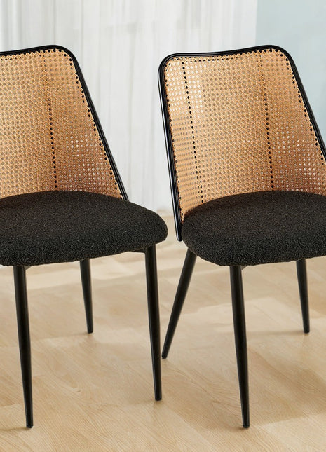 Set of Black Rattan Dining Chairs-1