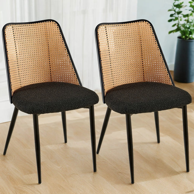 Set of Black Rattan Dining Chairs-1