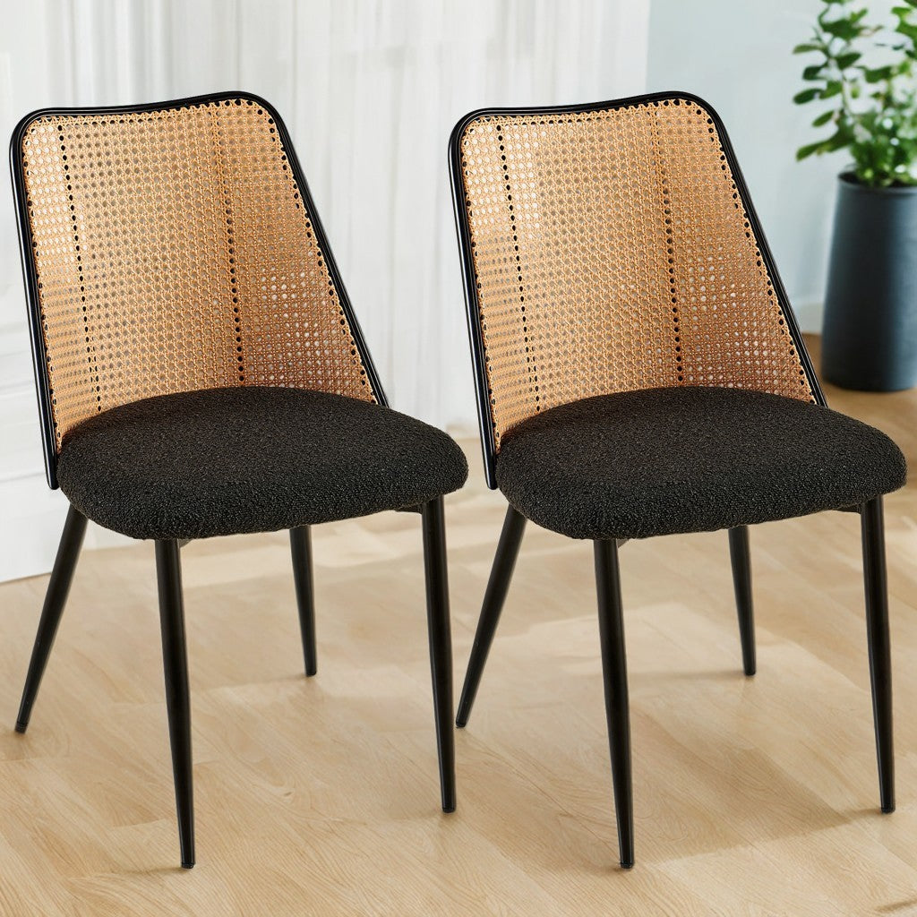Set of Black Rattan Dining Chairs-1