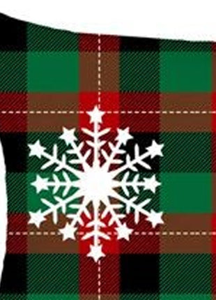 Set of 4 Christmas Snowflake Trio Plaid Lumbar Throw Pillows-3