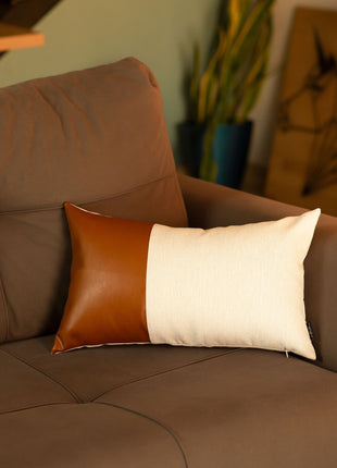 Set of 2 Brown and White Modern Throw Pillows