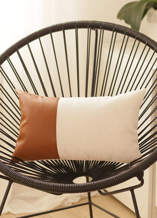 Set of 2 Brown and White Modern Throw Pillows
