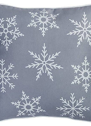 Set of 4 Gray and White Snowflakes Throw Pillows-0