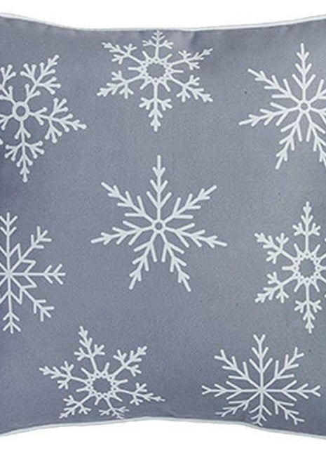 Set of 4 Gray and White Snowflakes Throw Pillows-0