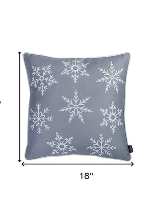 Set of 4 Gray and White Snowflakes Throw Pillows-4