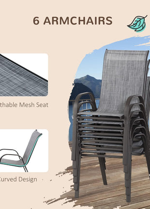 Eight Piece Patio Furniture Set with Umbrella and Chairs-4