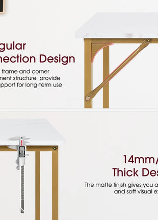 Computer Desk,47 Inches Home Office Desk Writing Study Table Modern Simple Style PC Desk with Metal Frame,Gold-3