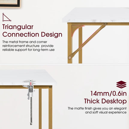 Computer Desk,47 Inches Home Office Desk Writing Study Table Modern Simple Style PC Desk with Metal Frame,Gold-3