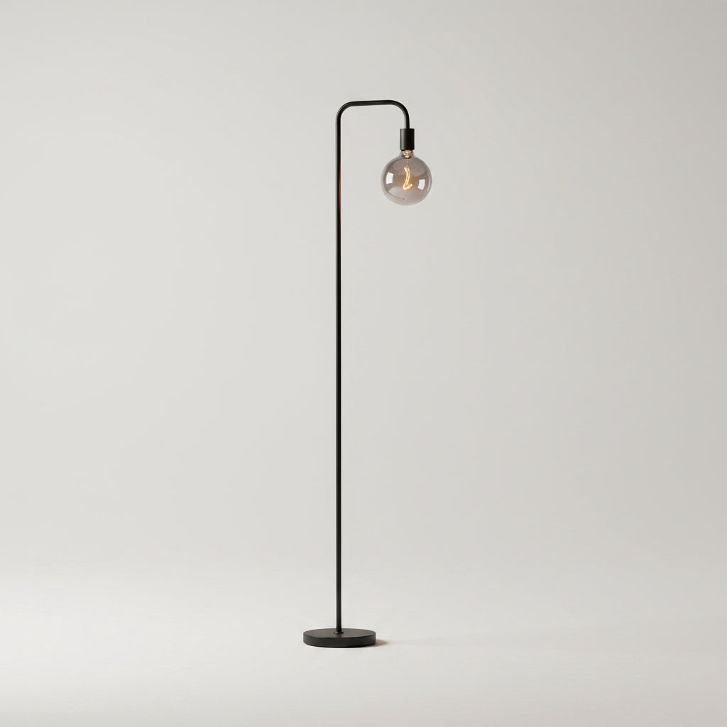 Hardy Haus Industrial Black Glass Globe Floor Lamp SixInchGlobe