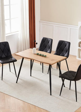4 Set of Dining Chairs, Metal Frame Dining Chair for Kitchen Room,Technology Cloth Seat Chair for Living Room, Bedroom(Black)-3