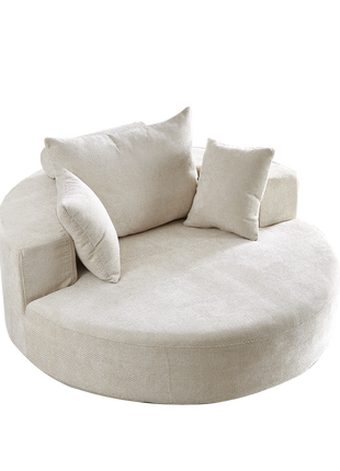 55''L Chenille Foam Single Swivel Chair, Fluffy Modern Sleeper, 360 Degree Swivel Chair for Living Room, Bedroom, Lounge and Projection Room-4