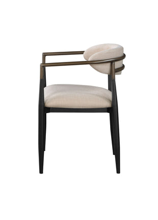 Set of 2 Beige and Black Armchair with Open Back-3