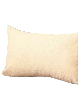 Set of Two 12" X 20" Ivory Fabric Lumbar Throw Pillows-2
