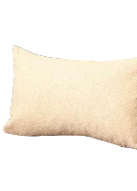 Set of Two 12" X 20" Ivory Fabric Lumbar Throw Pillows-2