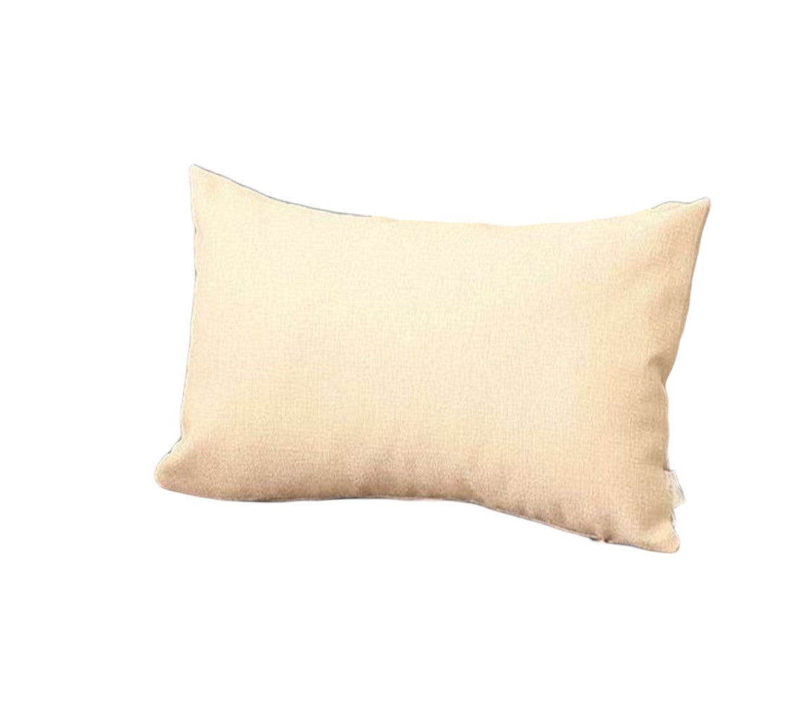Set of Two 12" X 20" Ivory Fabric Lumbar Throw Pillows-2