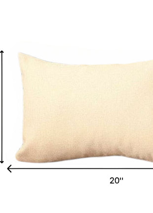 Set of Two 12" X 20" Ivory Fabric Lumbar Throw Pillows-3