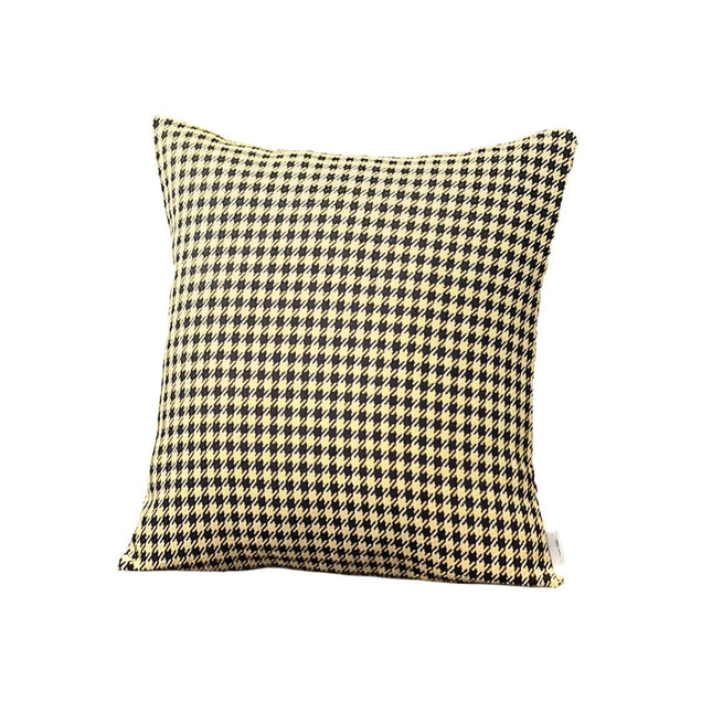 Set of Two 18" Yellow and Black Houndstooth Fabric Throw Pillows-2