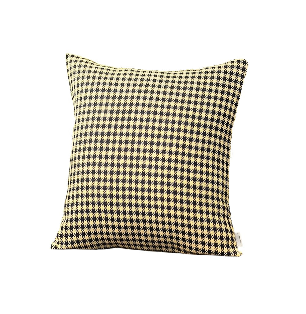 Set of Two 18" Yellow and Black Houndstooth Fabric Throw Pillows-2