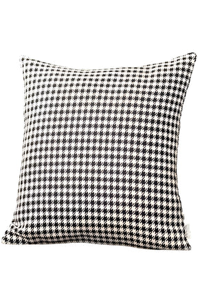 Set of Two 18" Black and White Houndstooth Fabric Throw Pillows-1