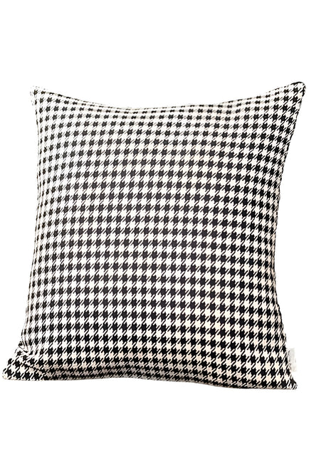 Set of Two 18" Black and White Houndstooth Fabric Throw Pillows-1