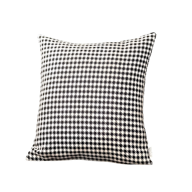 Set of Two 18" Black and White Houndstooth Fabric Throw Pillows-1
