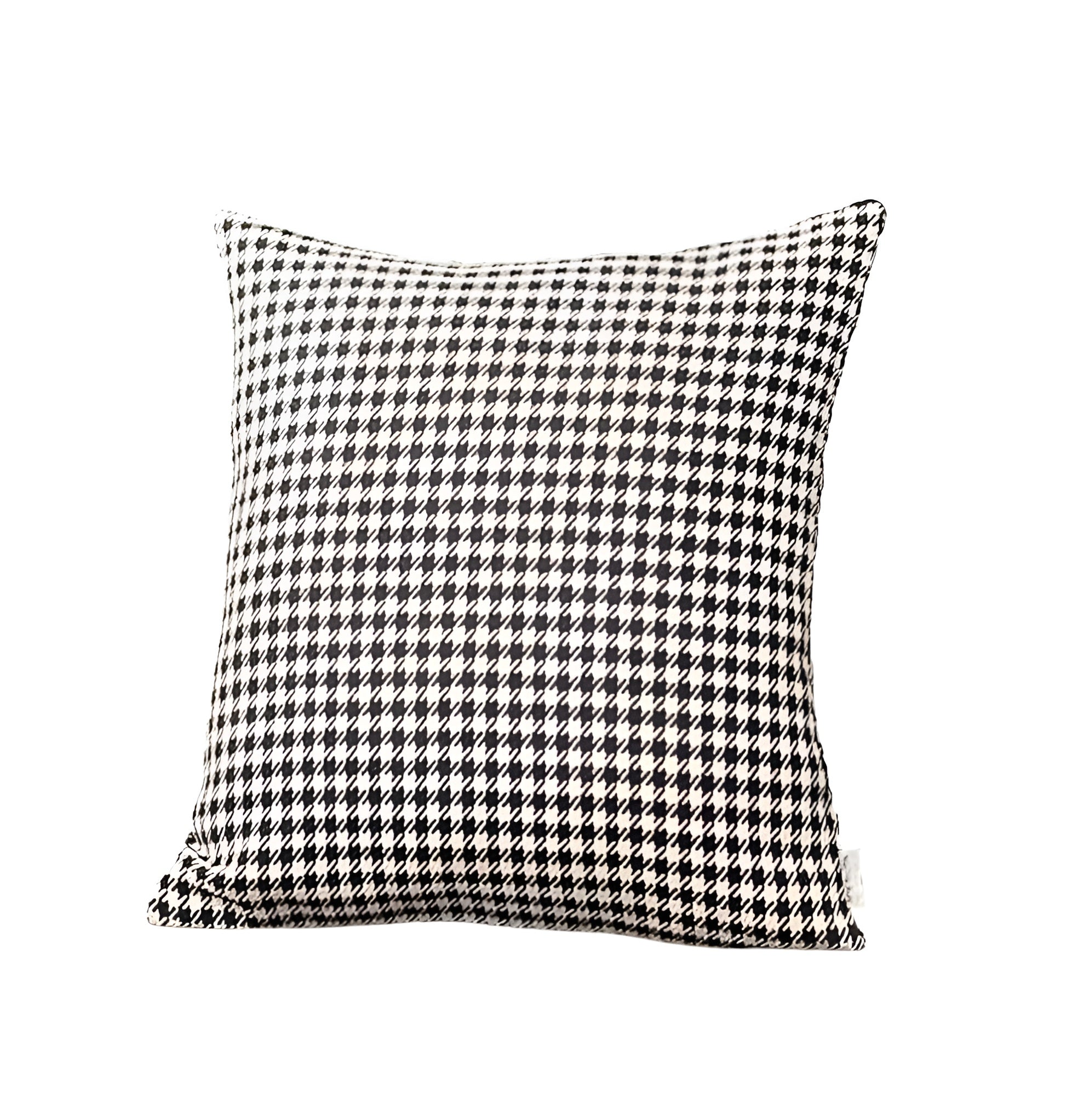 Set of Two 18" Black and White Houndstooth Fabric Throw Pillows-1