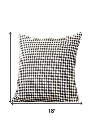 Set of Two 18" Black and White Houndstooth Fabric Throw Pillows-3