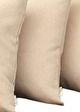 Set of Four 18" Ivory Fabric Throw Pillows-3