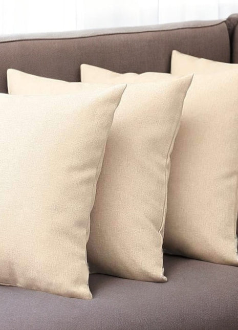 Set of Four 18" Ivory Fabric Throw Pillows-0