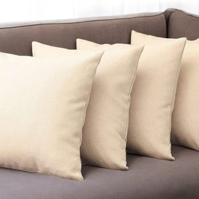 Set of Four 18" Ivory Fabric Throw Pillows-0