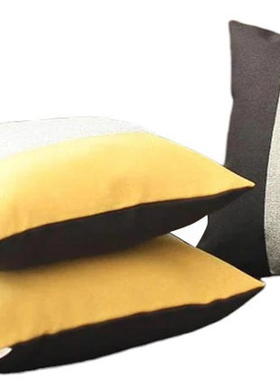 Set of Four 18" Black And Yellow Throw Pillows-4