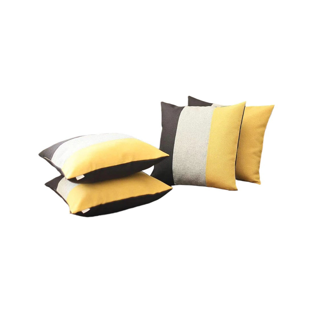 Set of Four 18" Black And Yellow Throw Pillows-1