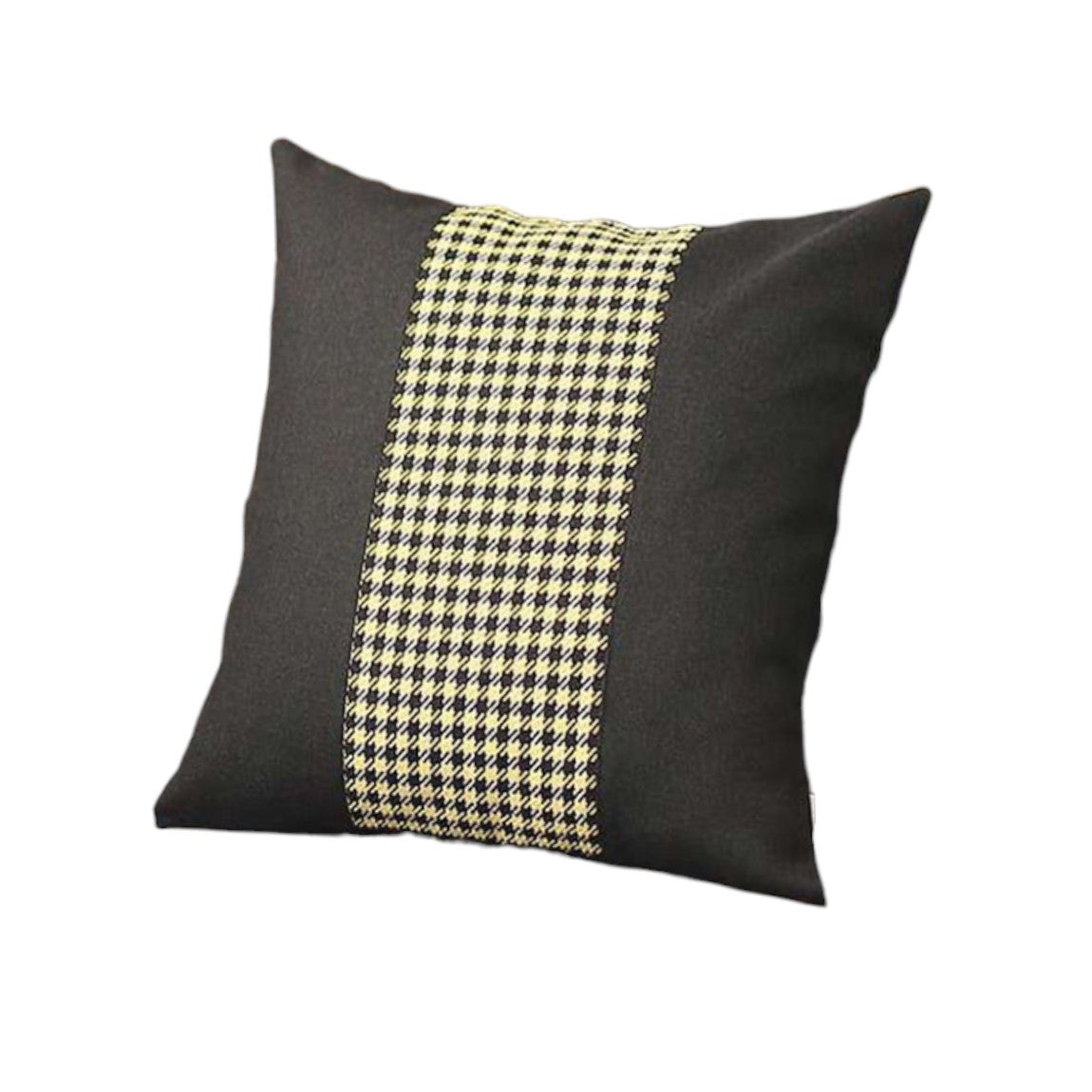 Set of Four 18" Black and Yellow Houndstooth Fabric Throw Pillows-1