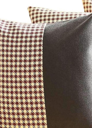 Set of Four 18" Black And Red Houndstooth Throw Pillows-4