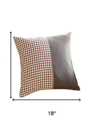 Set of Four 18" Black And Red Houndstooth Throw Pillows-7