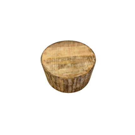 34" Natural Solid Wood Round Bunching Coffee Tables-1
