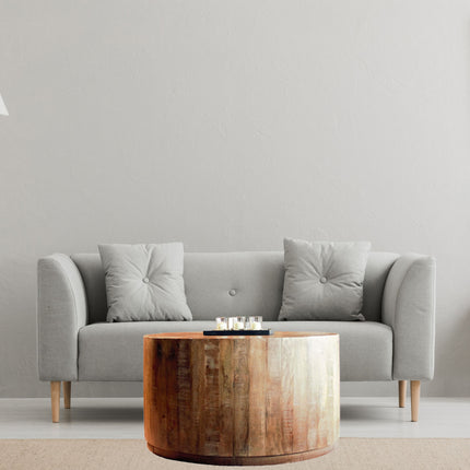 34" Natural Solid Wood Round Bunching Coffee Tables-5