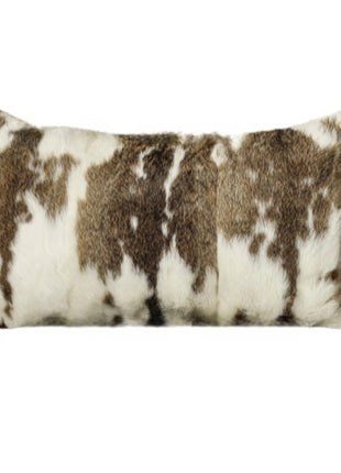 Set of Two 12" X 20" Brown and White Throw Pillows