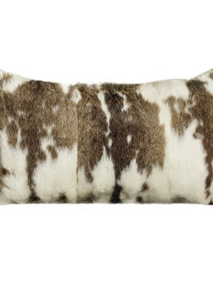 Set of Two 12" X 20" Brown and White Throw Pillows