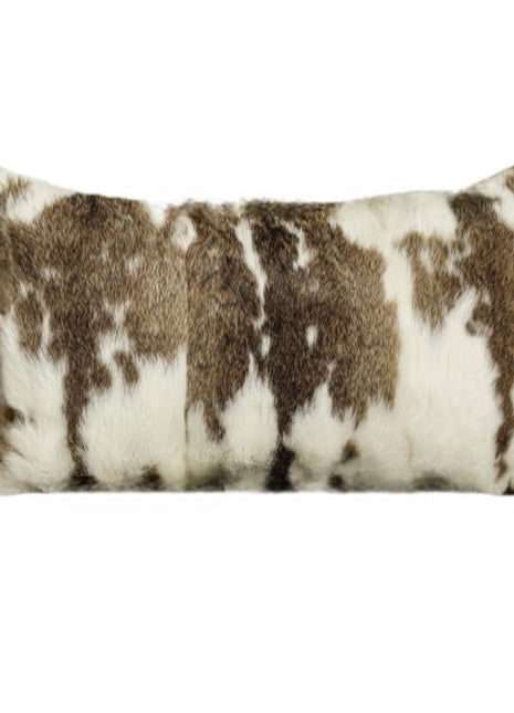 Set of Two 12" X 20" Brown and White Throw Pillows