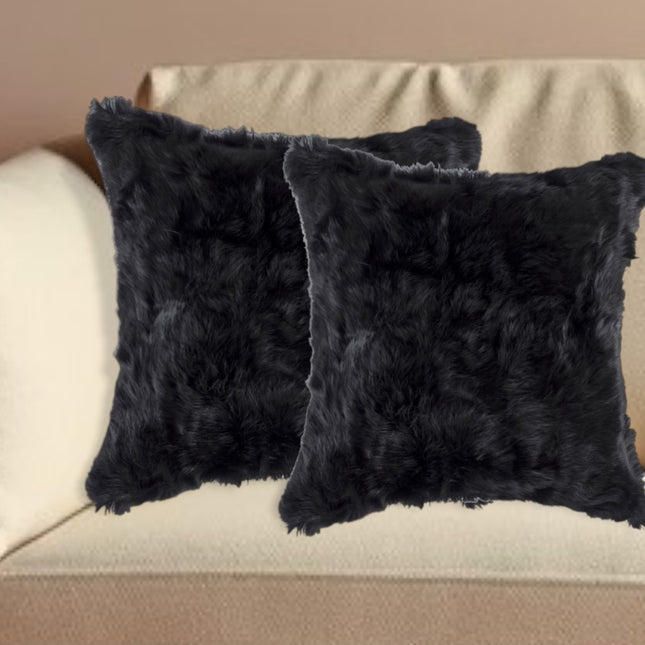 Set of Two 18" Black Throw Pillows-0