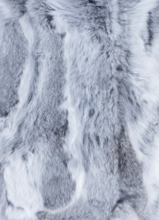 Set Of Two 18" Grey Rabbit Natural Fur Throw Pillows-5