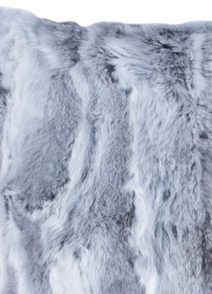 Set Of Two 18" Grey Rabbit Natural Fur Throw Pillows-3