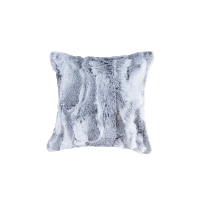 Set Of Two 18" Grey Rabbit Natural Fur Throw Pillows-2