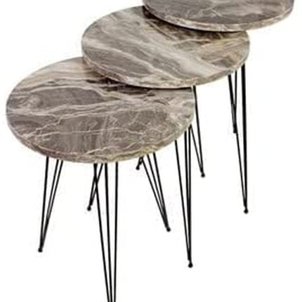 Set of 3 Grey Marble Nesting Tables-3