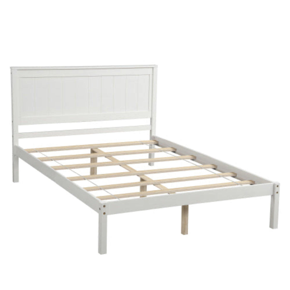 White wooden bed frame on a white background