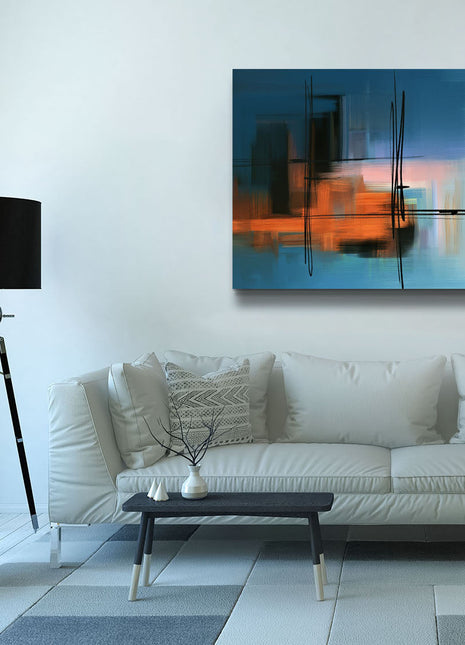 Wall Art-Hues of Blue Abstract- Fine Art Canvas - RGB varnish #4836-105-1