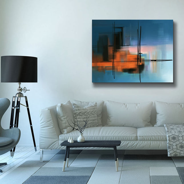 Wall Art-Hues of Blue Abstract- Fine Art Canvas - RGB varnish #4836-105-1